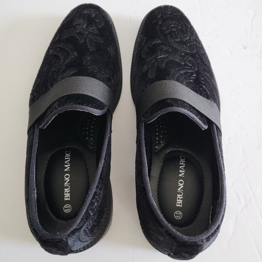 Bruno Marc Dress Shoes Velvet Loafers Mens Size 6.5 Slip On Black - Picture 9 of 15